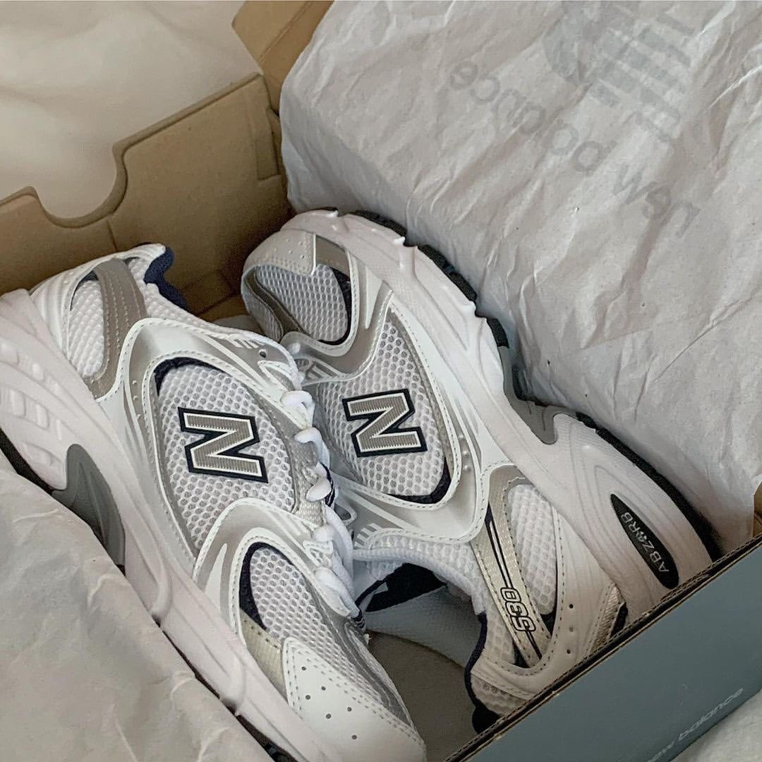 New Balance 530 White Silver Navy Blue